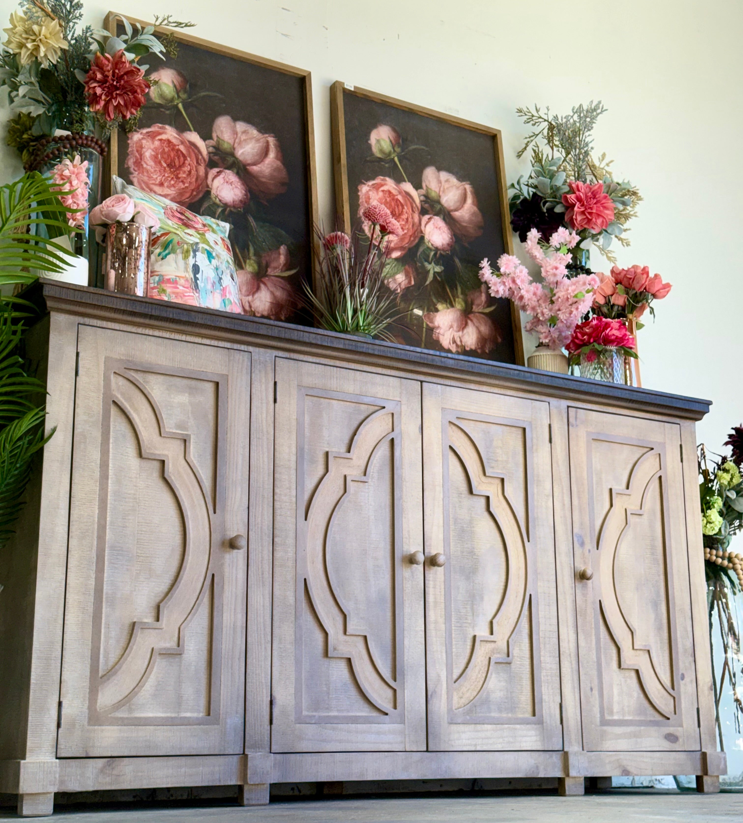 Morgan 4 Door Console-Soft Drift/Honeywood