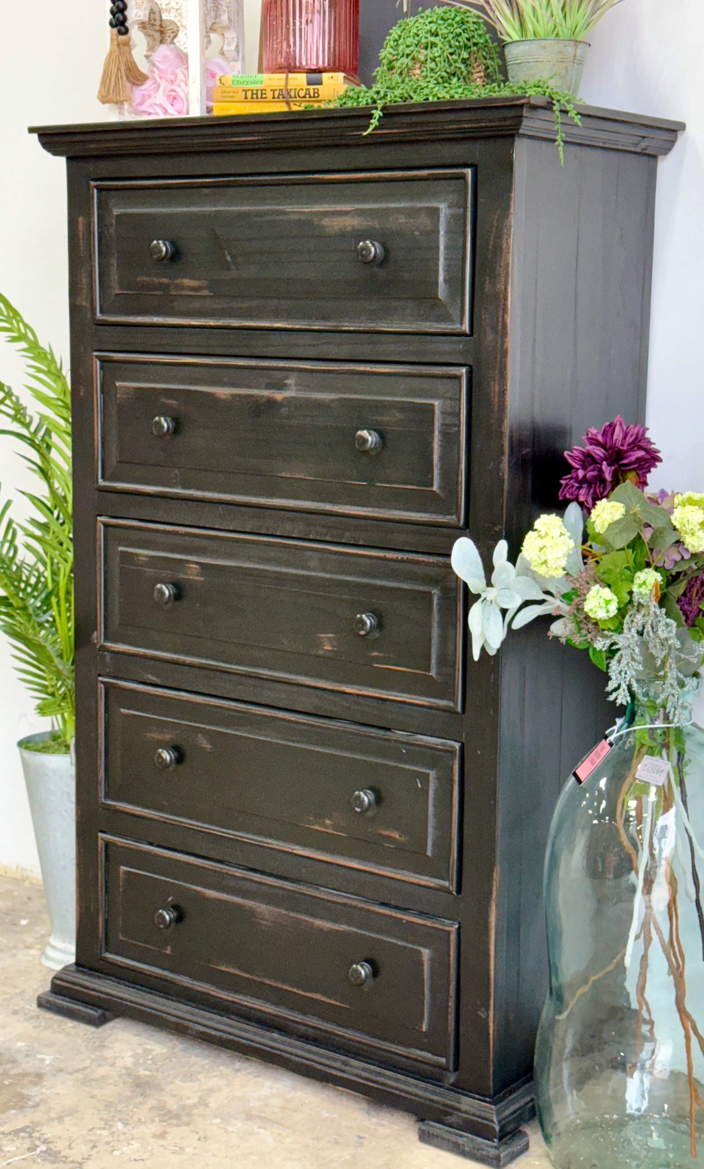 Charlotte Chest of Drawers-Handrubbed Black