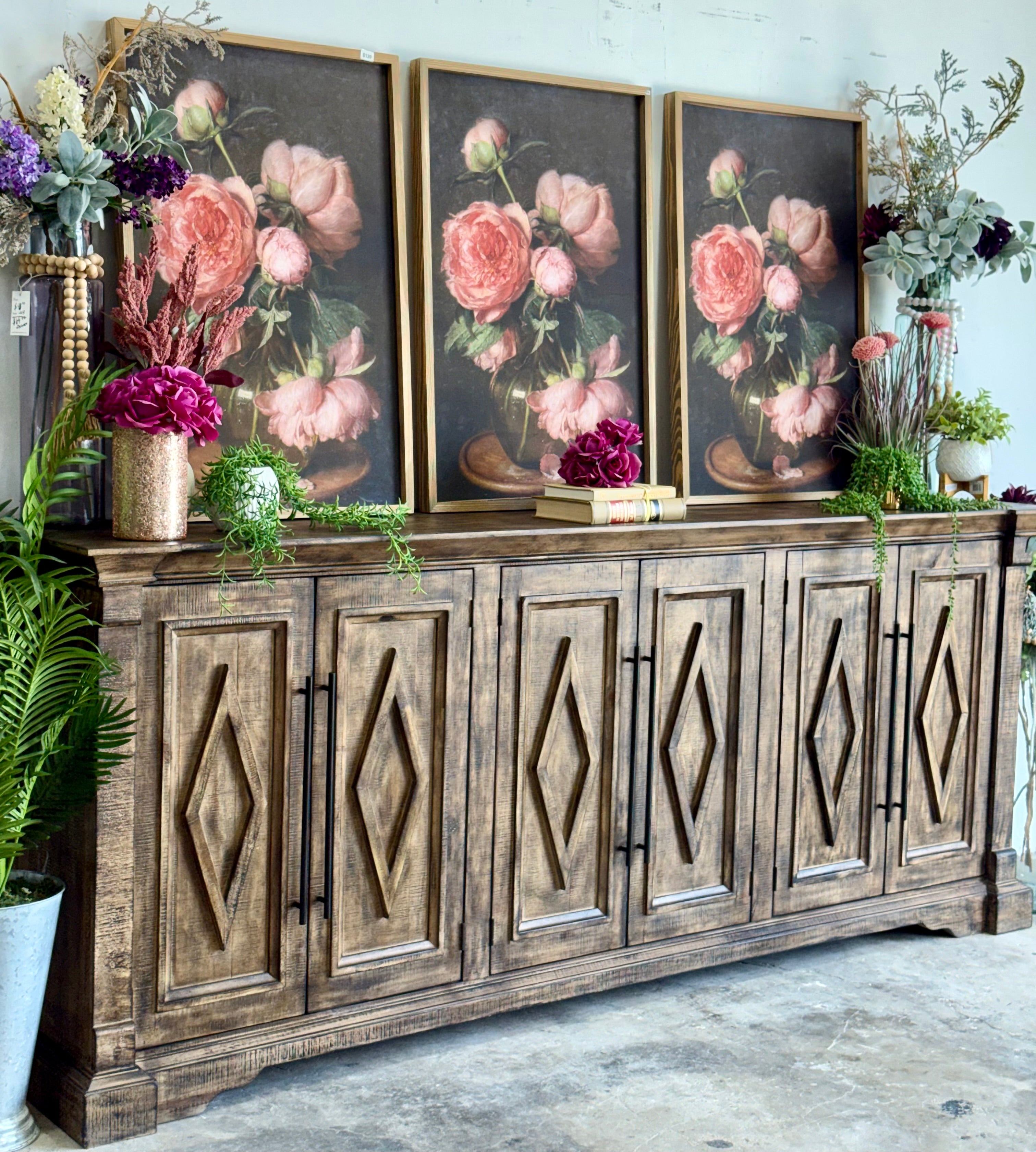 Chloe 6 Door Console-Pecan