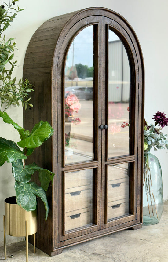Avery Domed Vitrine-Honeywood/Dove