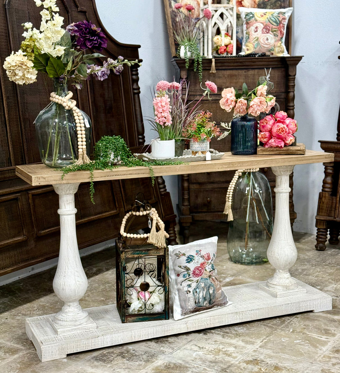 Amber Entryway/Sofa table-White Wheat/Sandstone