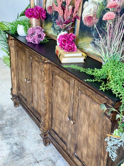 Allison 4 Door Console-Pecan/Black