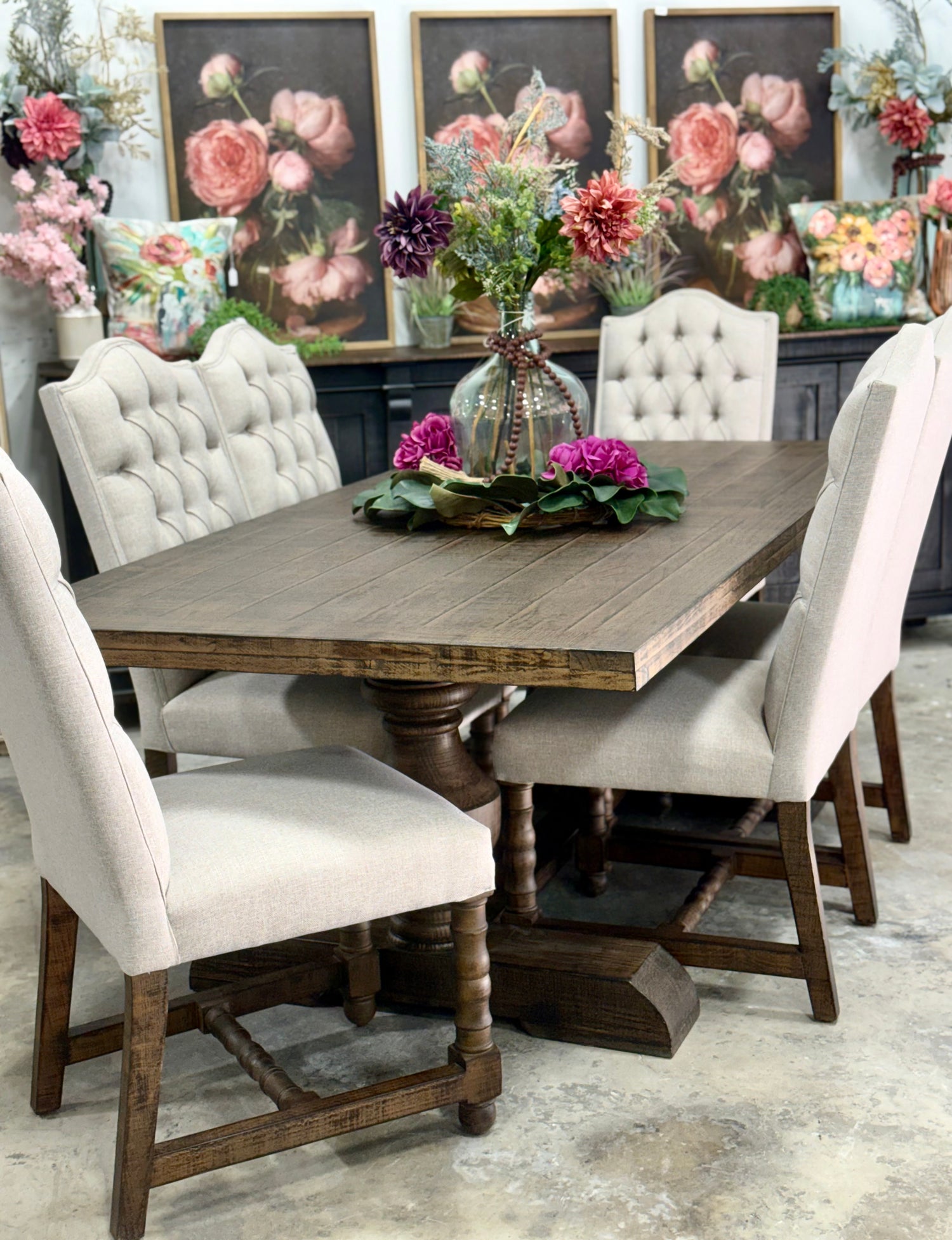 Hannah 7 Foot Dining Table Set With Chairs-Honeywood™
