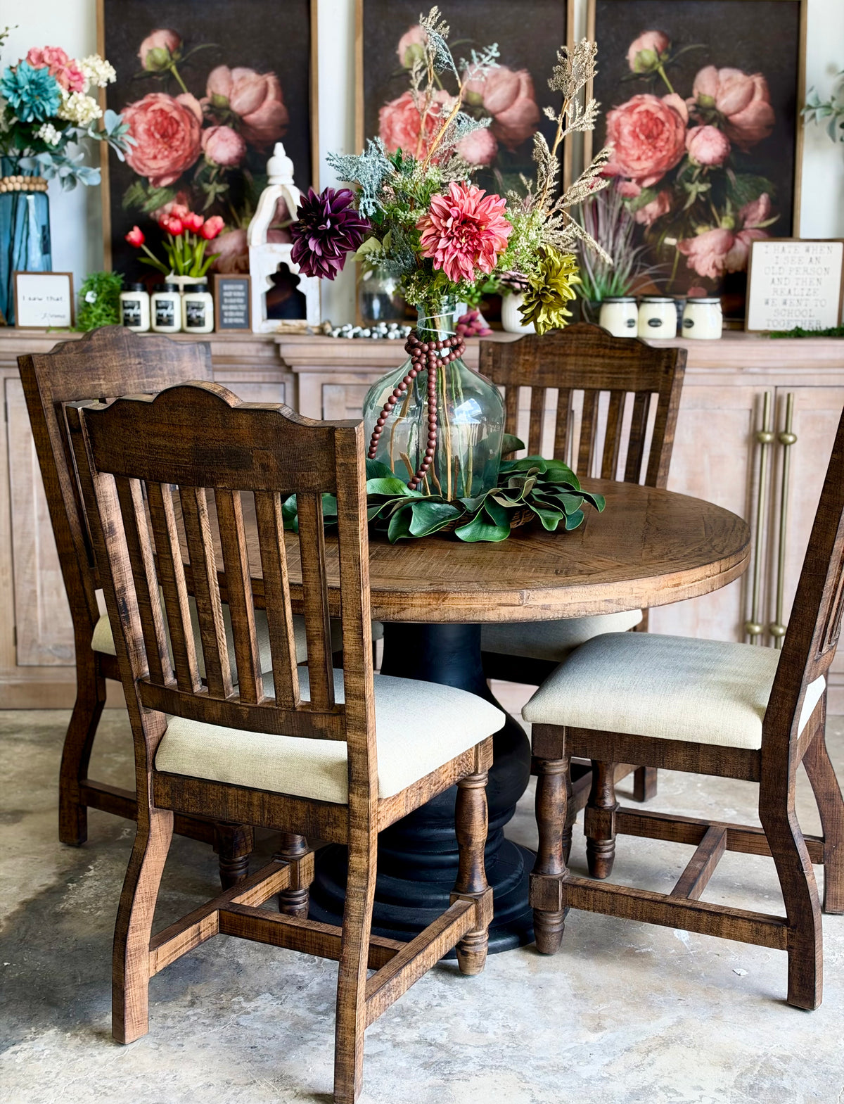 Clara 47" Round Dining Table-Black/Honeywood™
