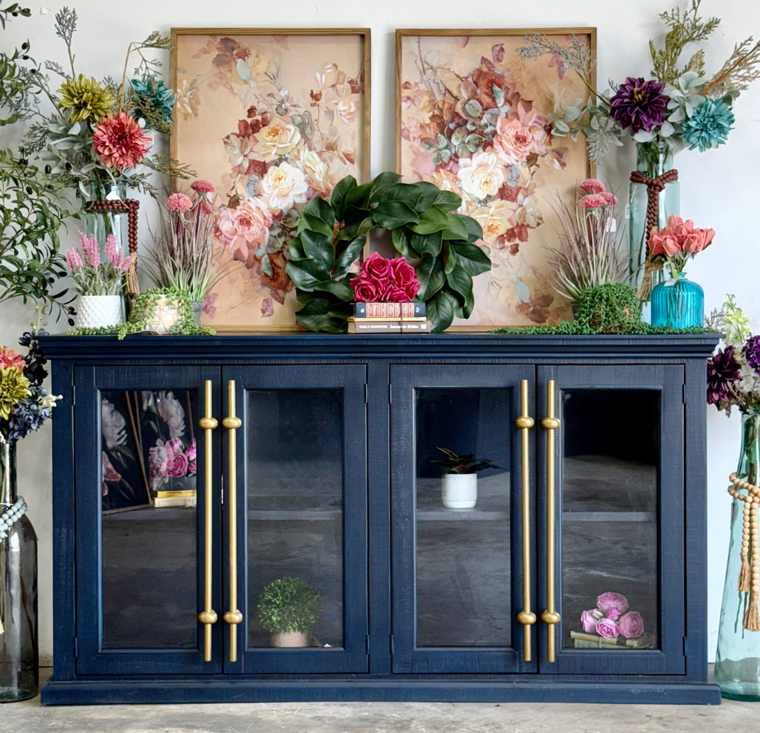 Emerson 4 Door Console-Deep Blue/Gold