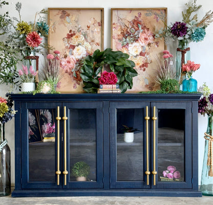 Emerson 4 Door Console-Deep Blue/Gold