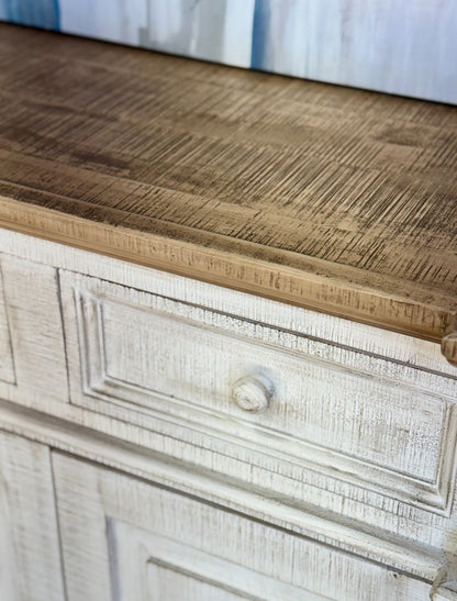 Novah 4-Door Console-White Wheat/Sandstone Top