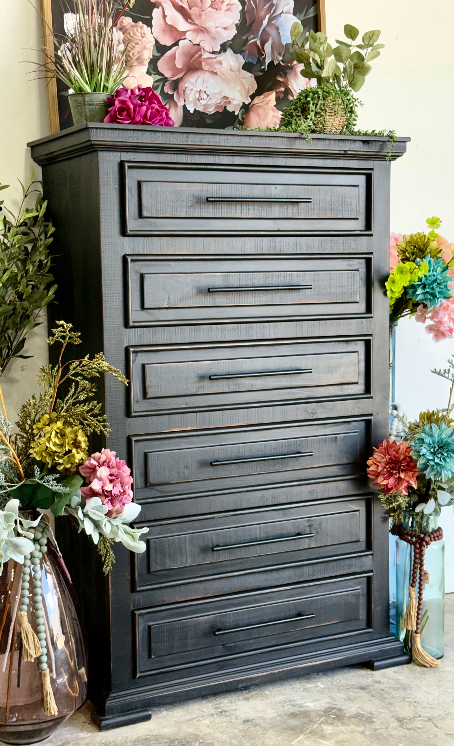 Jessica Chest of Drawers-Handrubbed Black