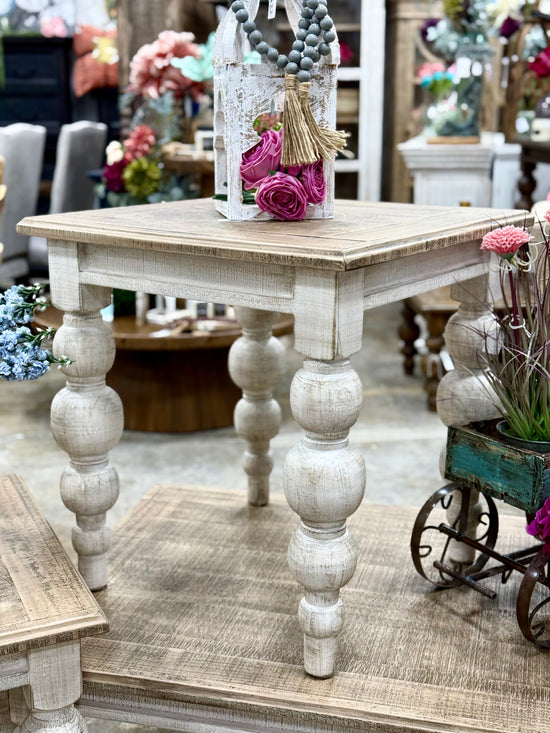 Sophie Side Table-White Wheat/Sandstone