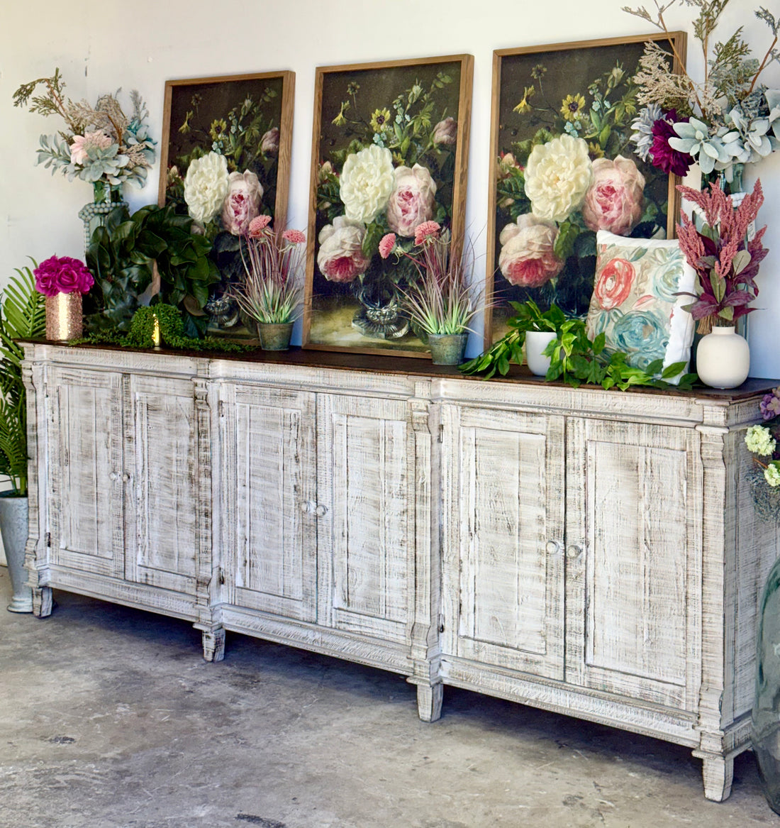 Allison 108" 6 Door Console-Toasted Wheat/Honeywood