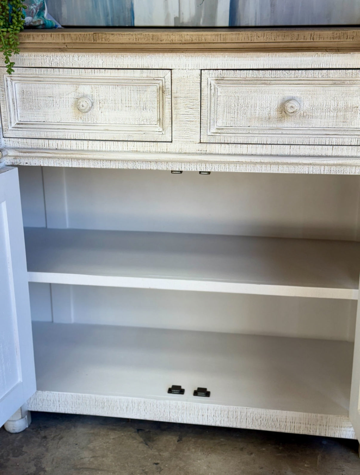Novah 4-Door Console-White Wheat/Sandstone Top