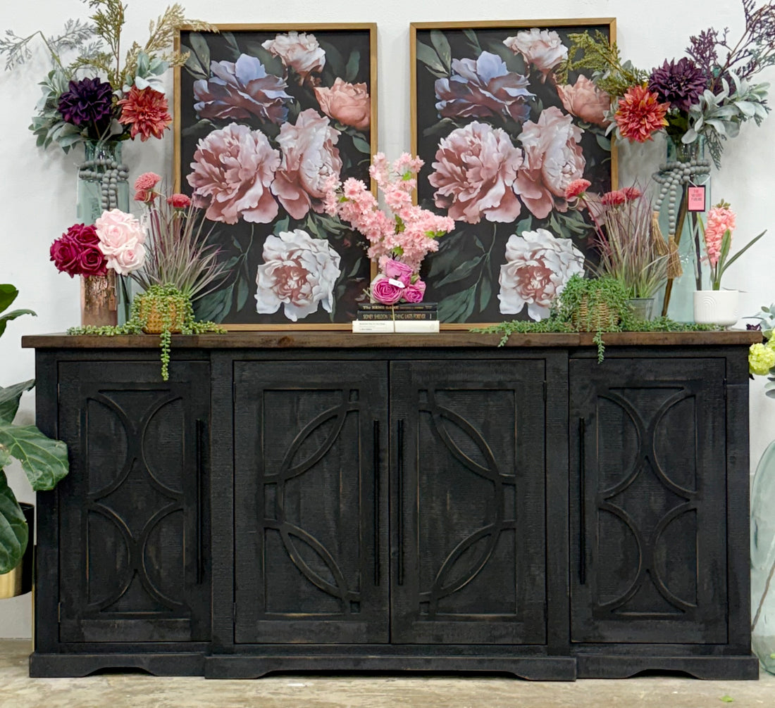 Circle Door Console-Handrubbed Black/Honeywood™