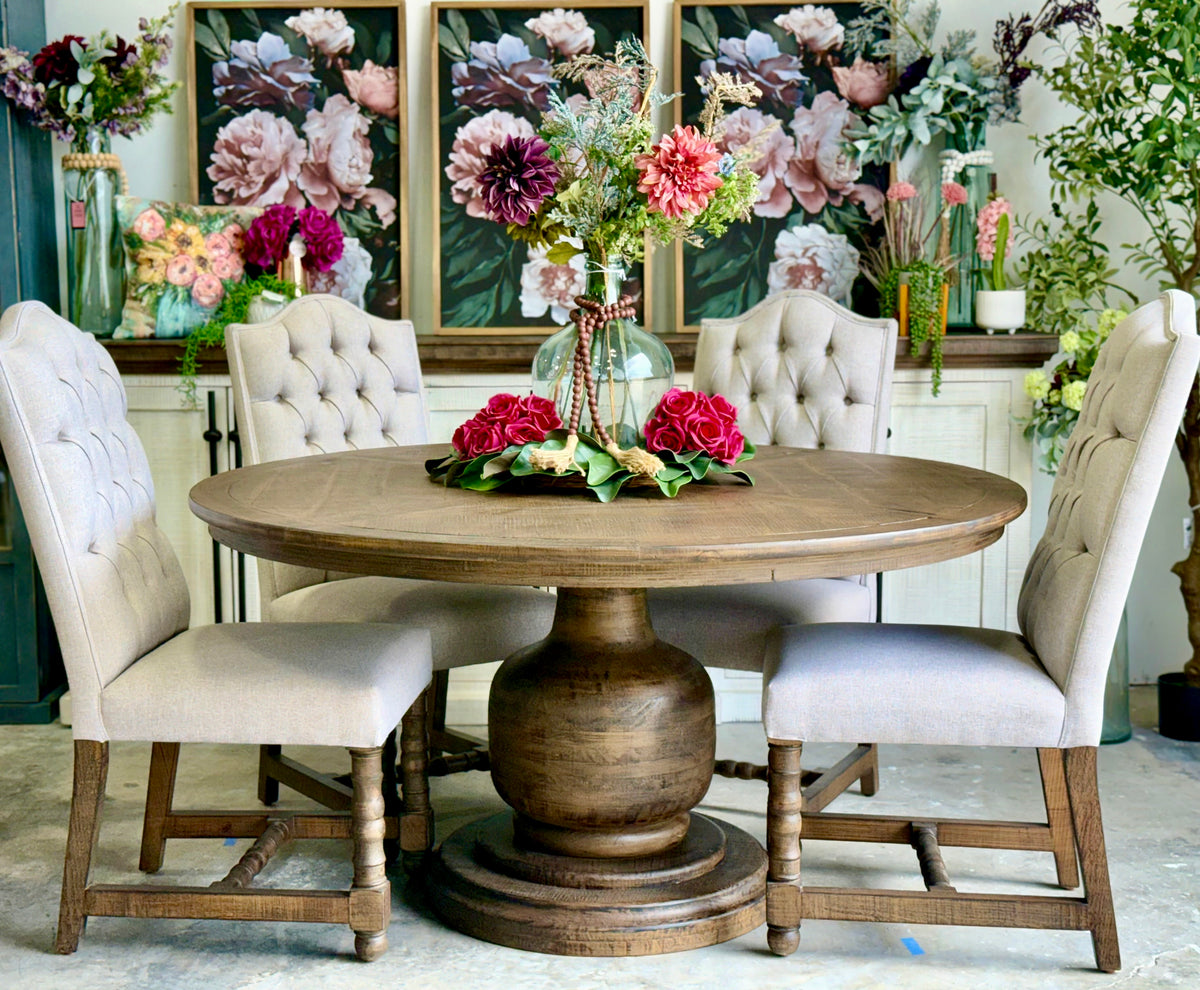 Lilly 60" Round Pedestal Dining Table-Honeywood™