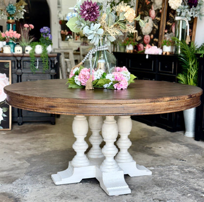 Kennedy 63&quot; Round Dining Table-White Wheat/Honeywood™