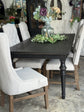 Adeline 7 Foot Dining Table Set With 6 Chairs-Handrubbed Black