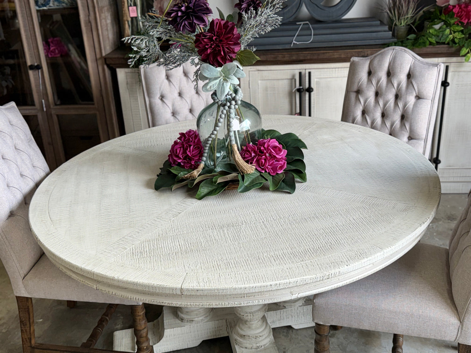 Kennedy 63&quot; Round Dining Table-White Wheat