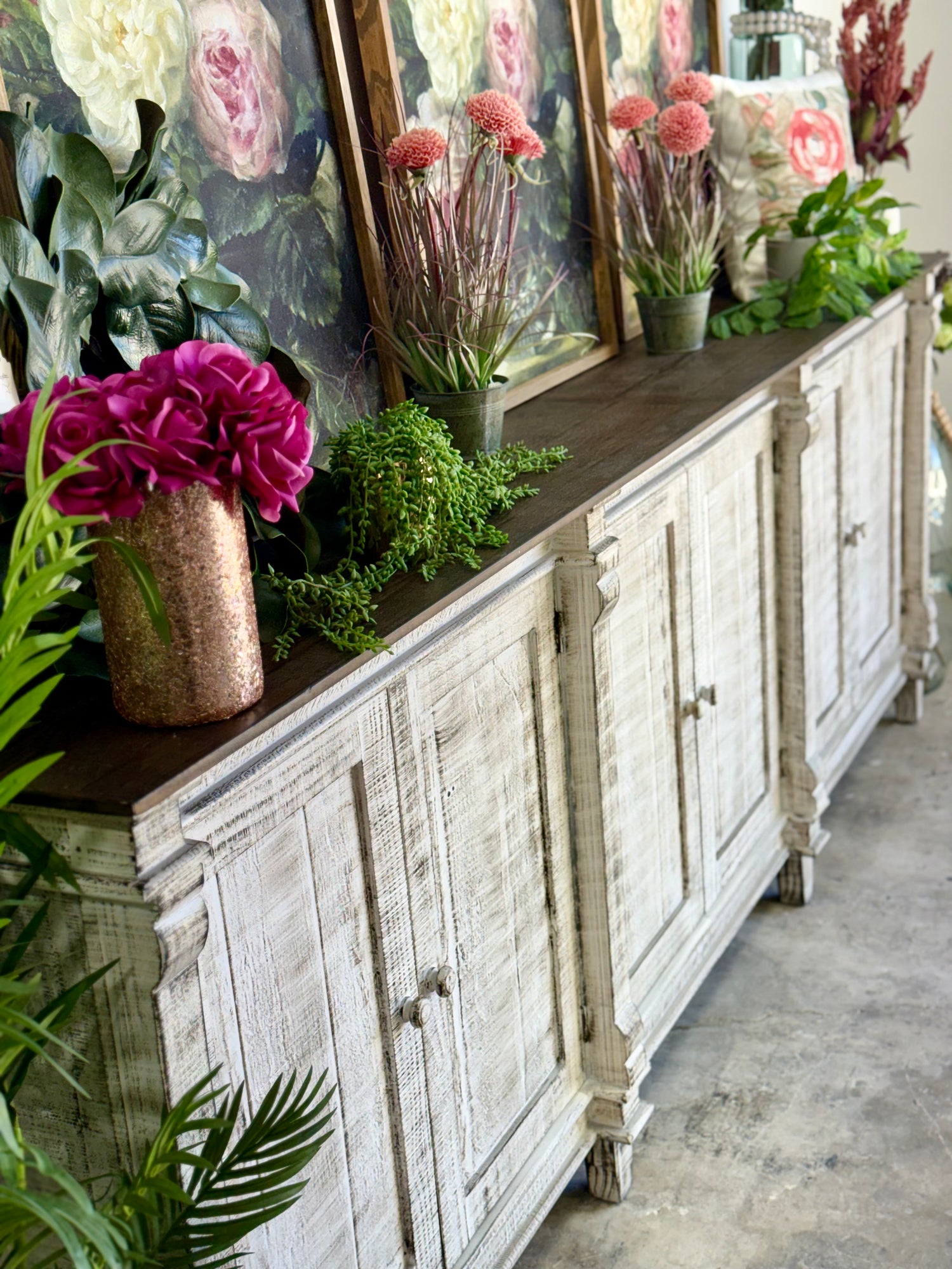 Allison 108" 6 Door Console-Toasted Wheat/Honeywood