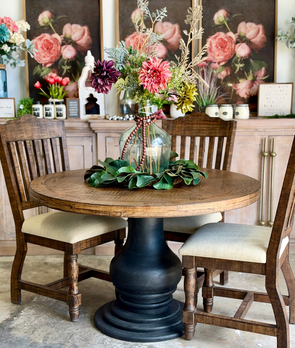 Clara 47" Round Dining Table-Black/Honeywood™