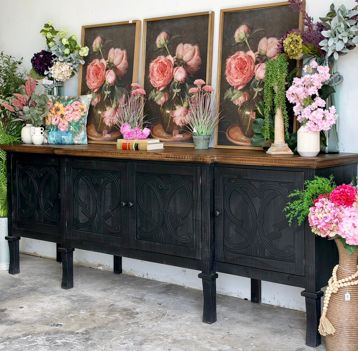 Harper 108" Console-Black/Honeywood