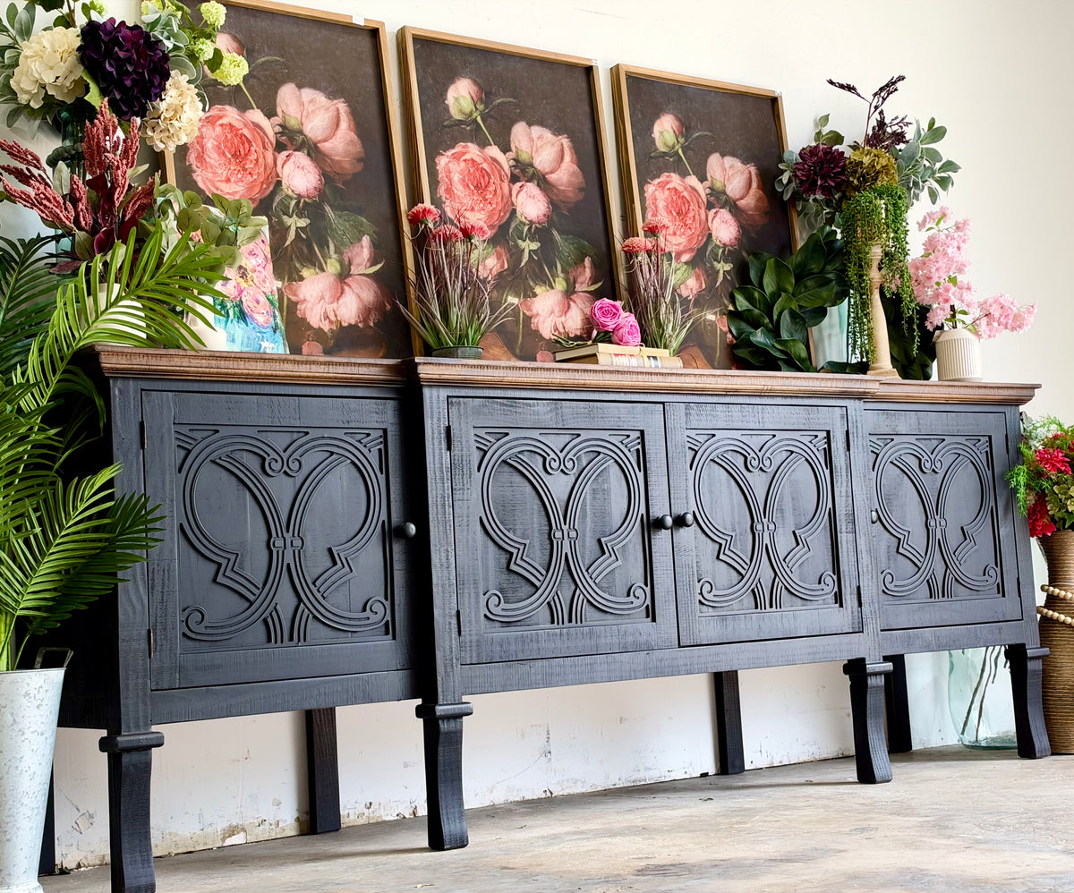 Harper 108" Console-Black/Honeywood