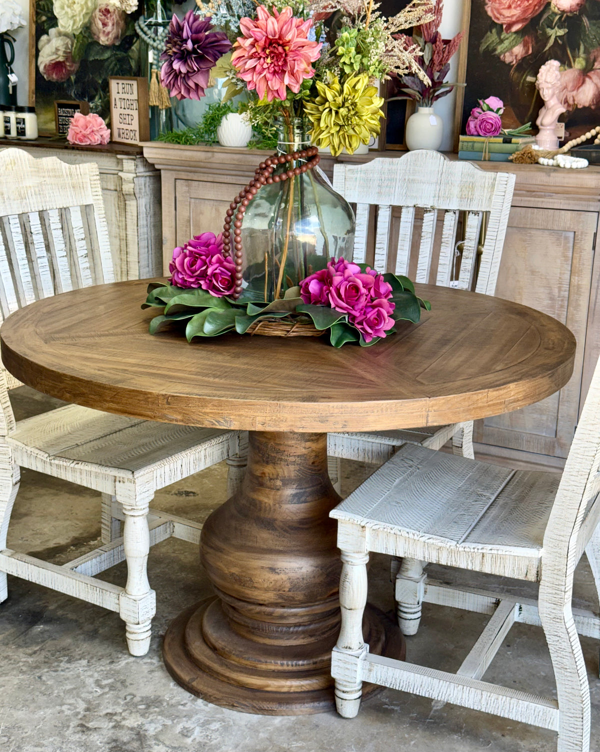 Clara 47" Round Dining Table-Timber