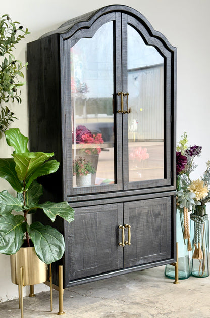 Paisley Curved Vitrine-Black/Cappucino Interior