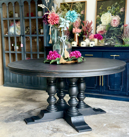 Kennedy 63" Round Dining Table-Handrubbed Black