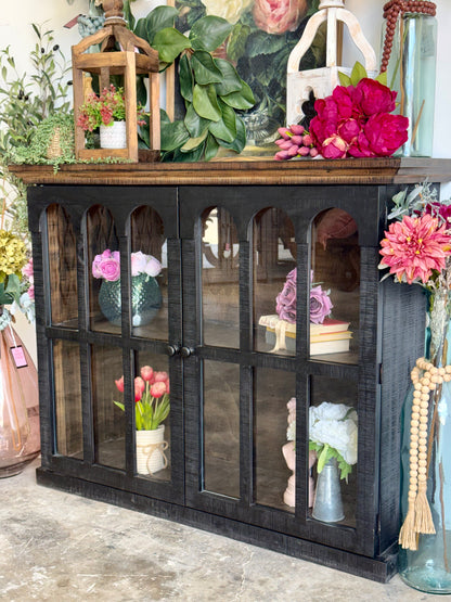 Gia 2 Door Console-Black/Honeywood