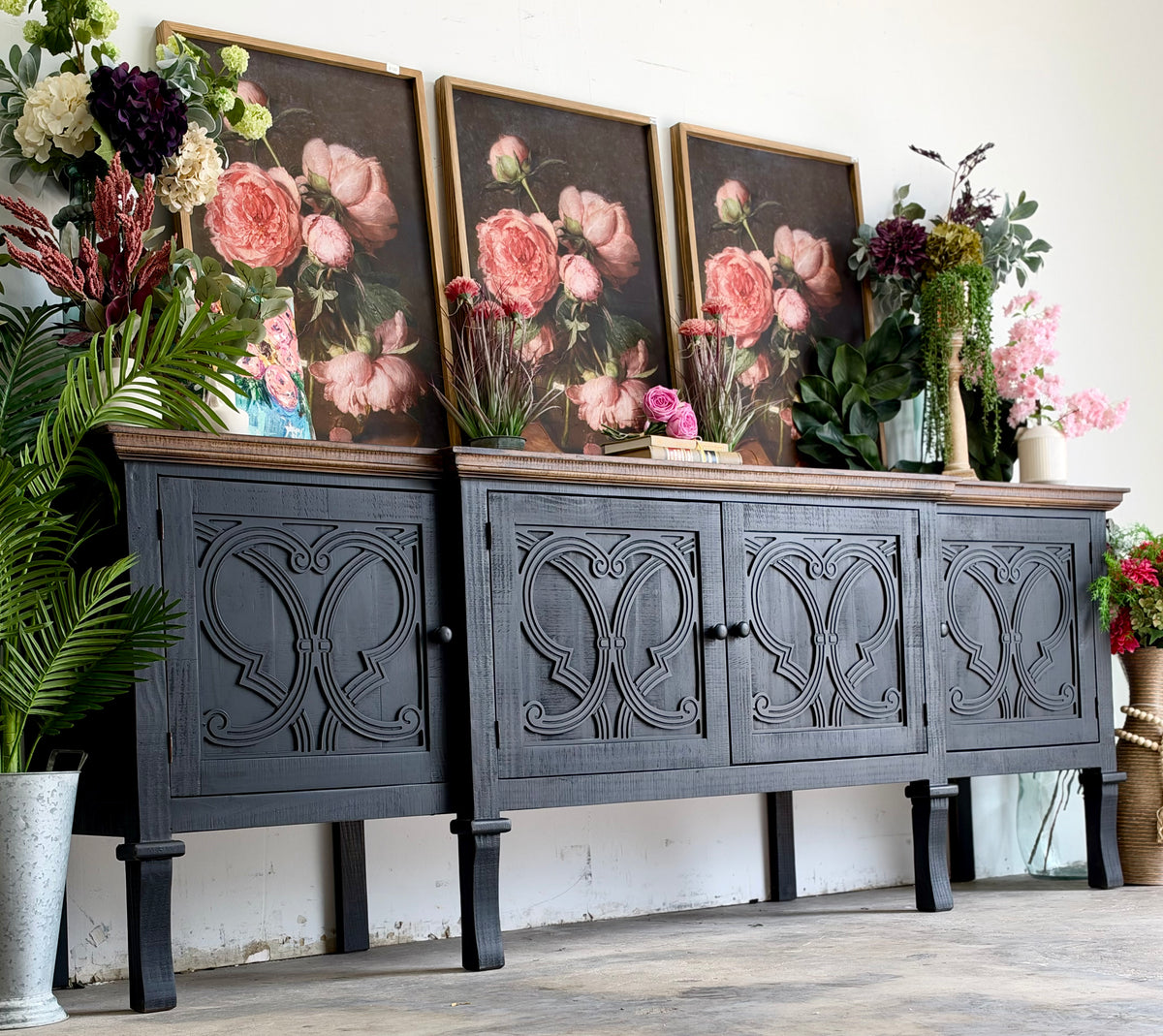 Harper 108" Console-Black/Honeywood