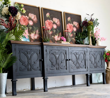 Harper 108" Console-Black/Honeywood