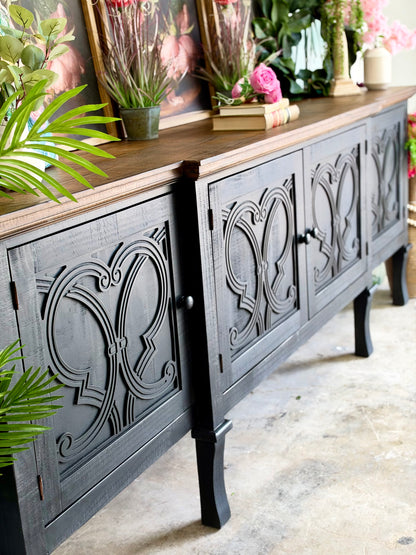 Harper 108" Console-Black/Honeywood