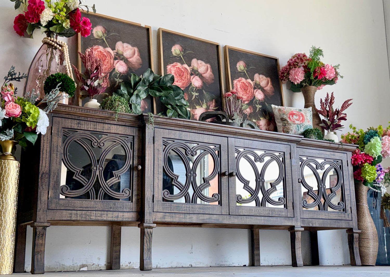 Harper 108" Mirrored Console-Honeywood
