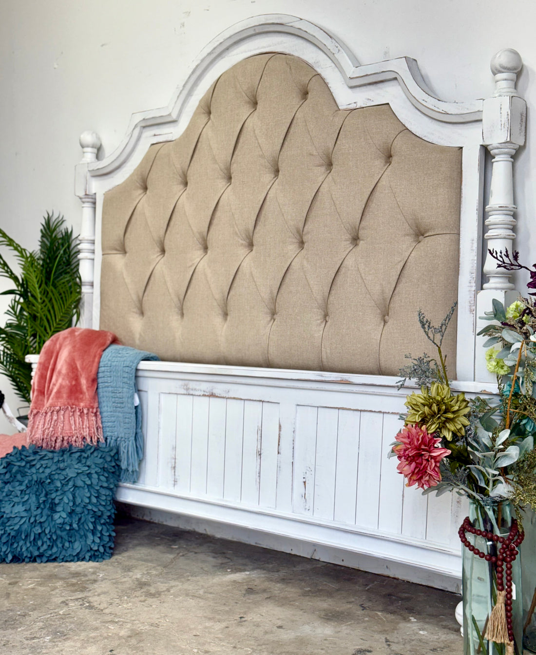 Delaney King Upholstered Bed-Whisper White/Wheat Upholstery