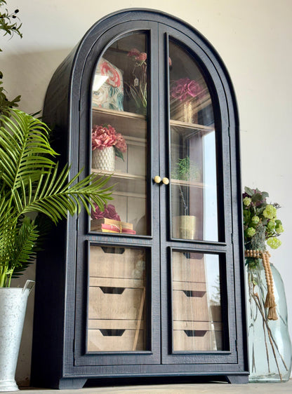 Avery Dome Vitrine-Deep Blue/Cappuccino