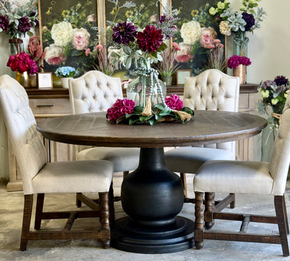 Lilly 60" Round Table - Handrubbed Black/Honeywood