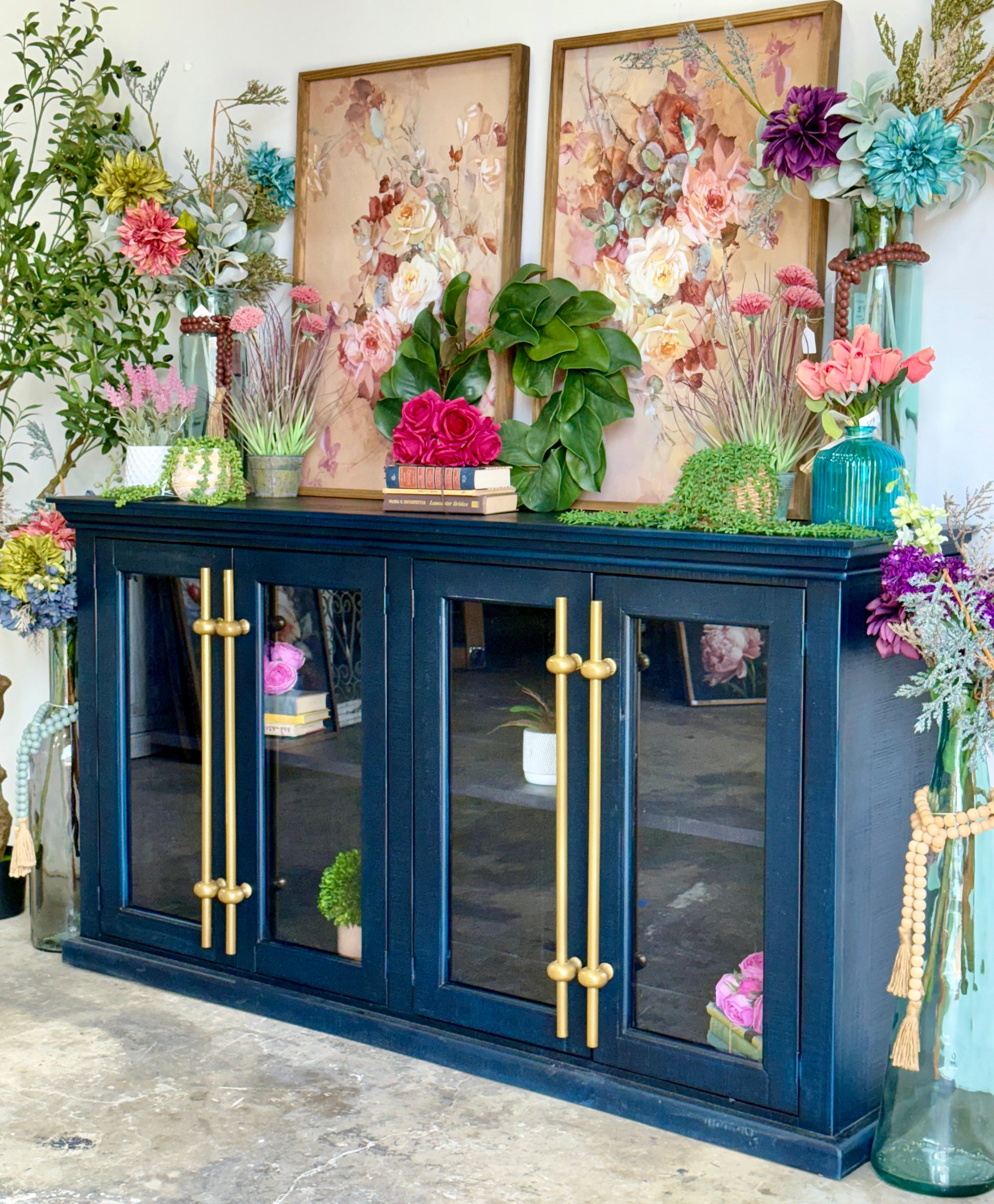 Emerson 4 Door Console-Deep Blue/Gold