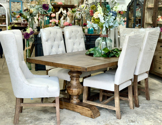 Hannah 7 Foot Dining Table Set With Chairs-Honeywood