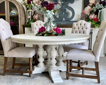 Kennedy 63&quot; Round Dining Table-White Wheat