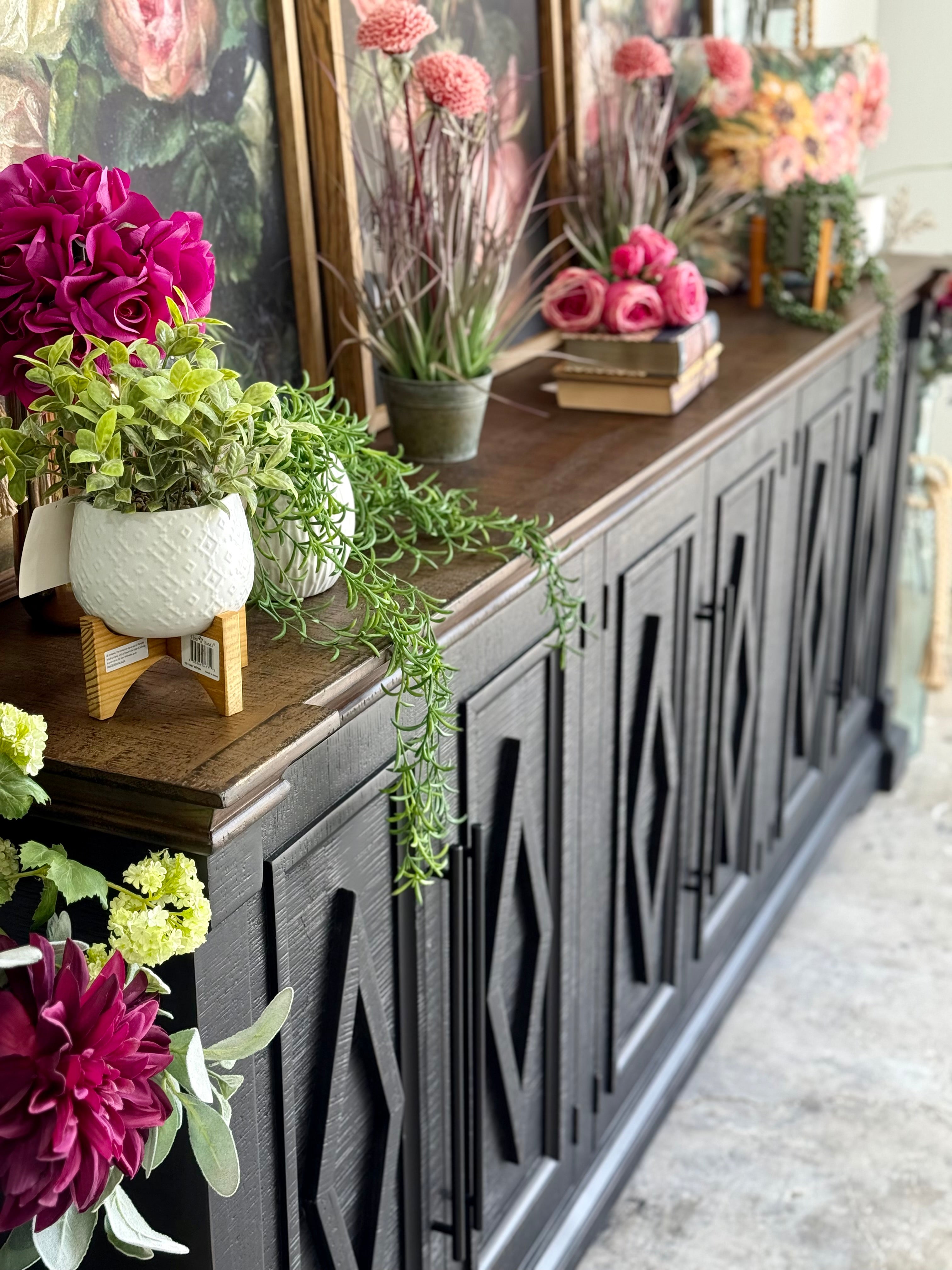 Chloe 6 Door Console-Handrubbed Black/Honeywood™