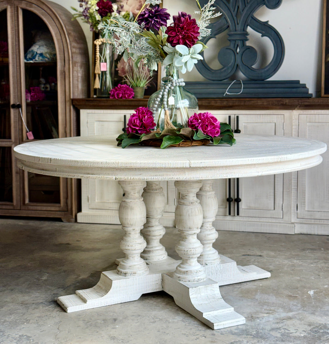 Kennedy 63&quot; Round Dining Table-White Wheat