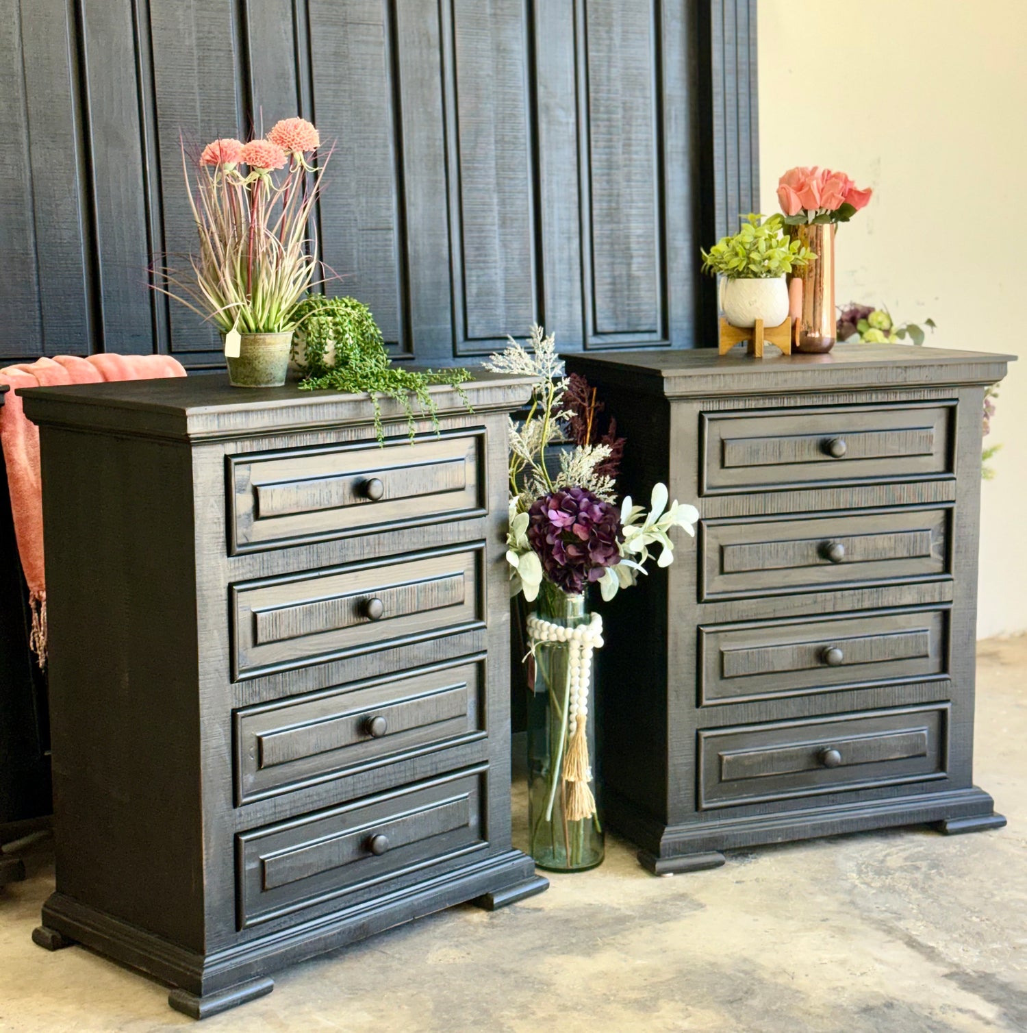 Charlotte 4 Drawer Oversized Nightstand-Handrubbed Black