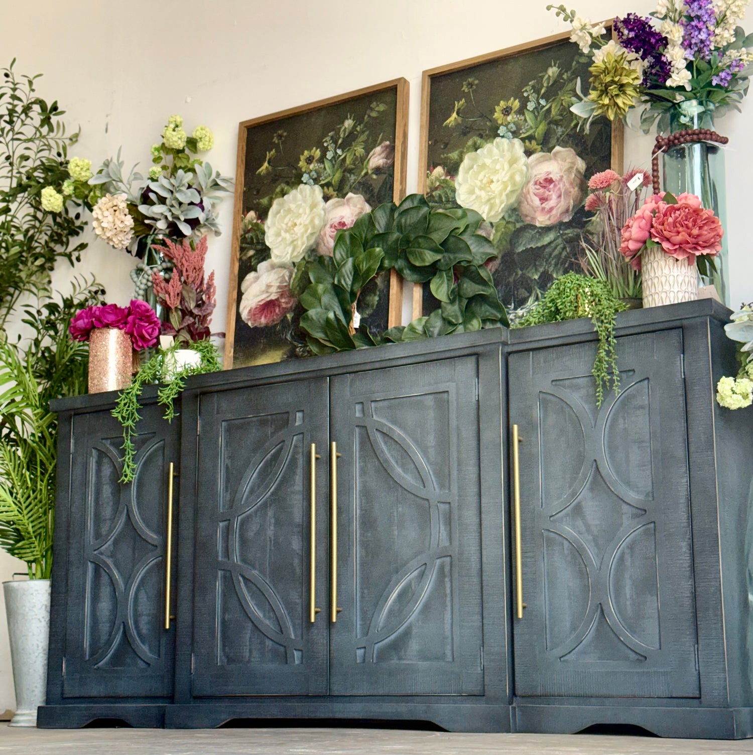 Circle Door Console-Blue Haze/Gold