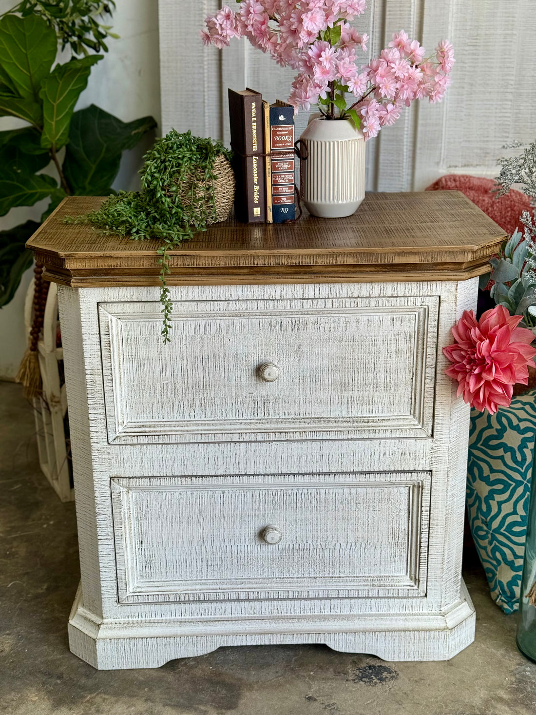 Eden Nightstand-White Wheat/Sandstone