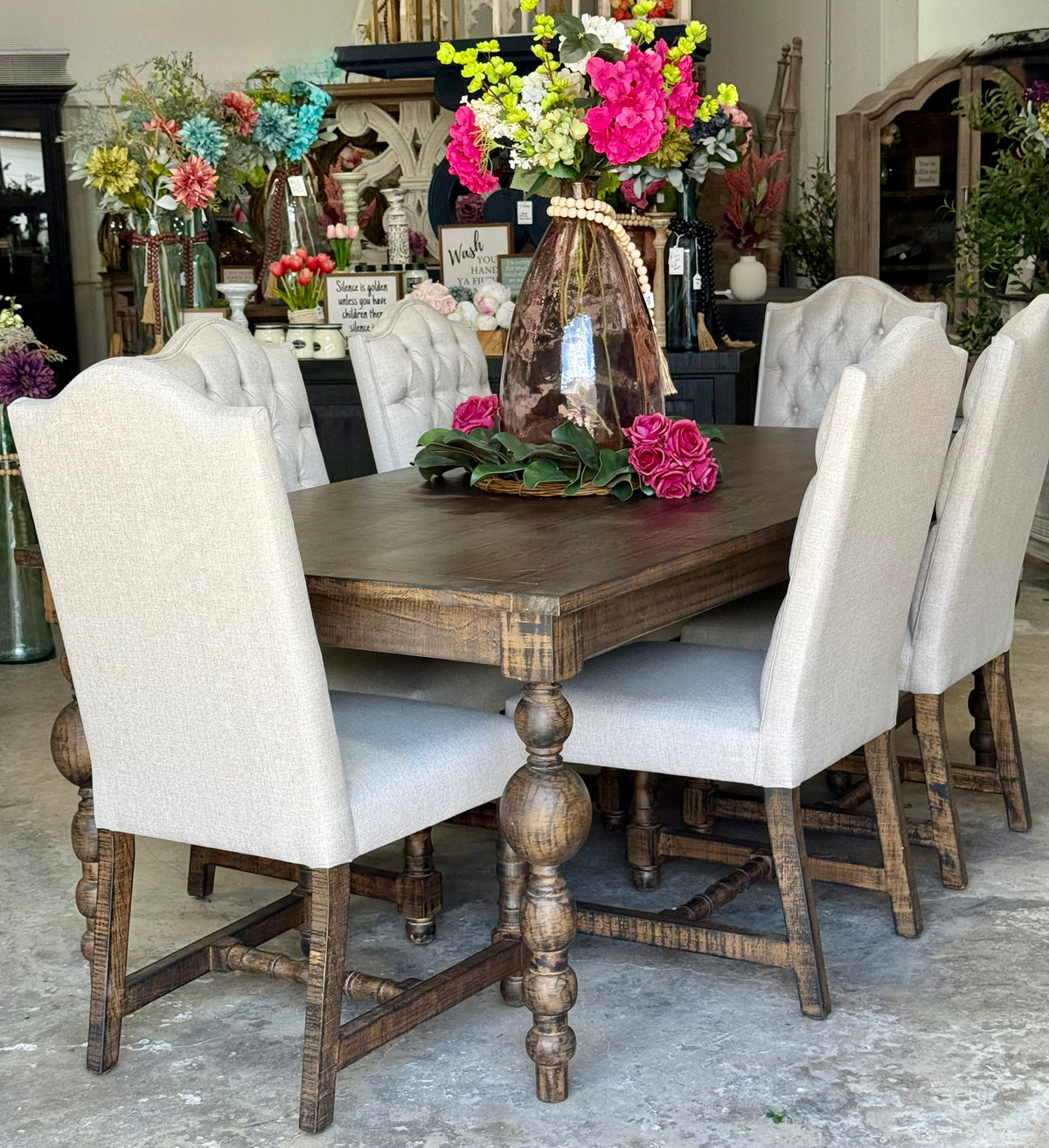 Sophie 7 Foot Dining Table With 6 Chairs-Honeywood™