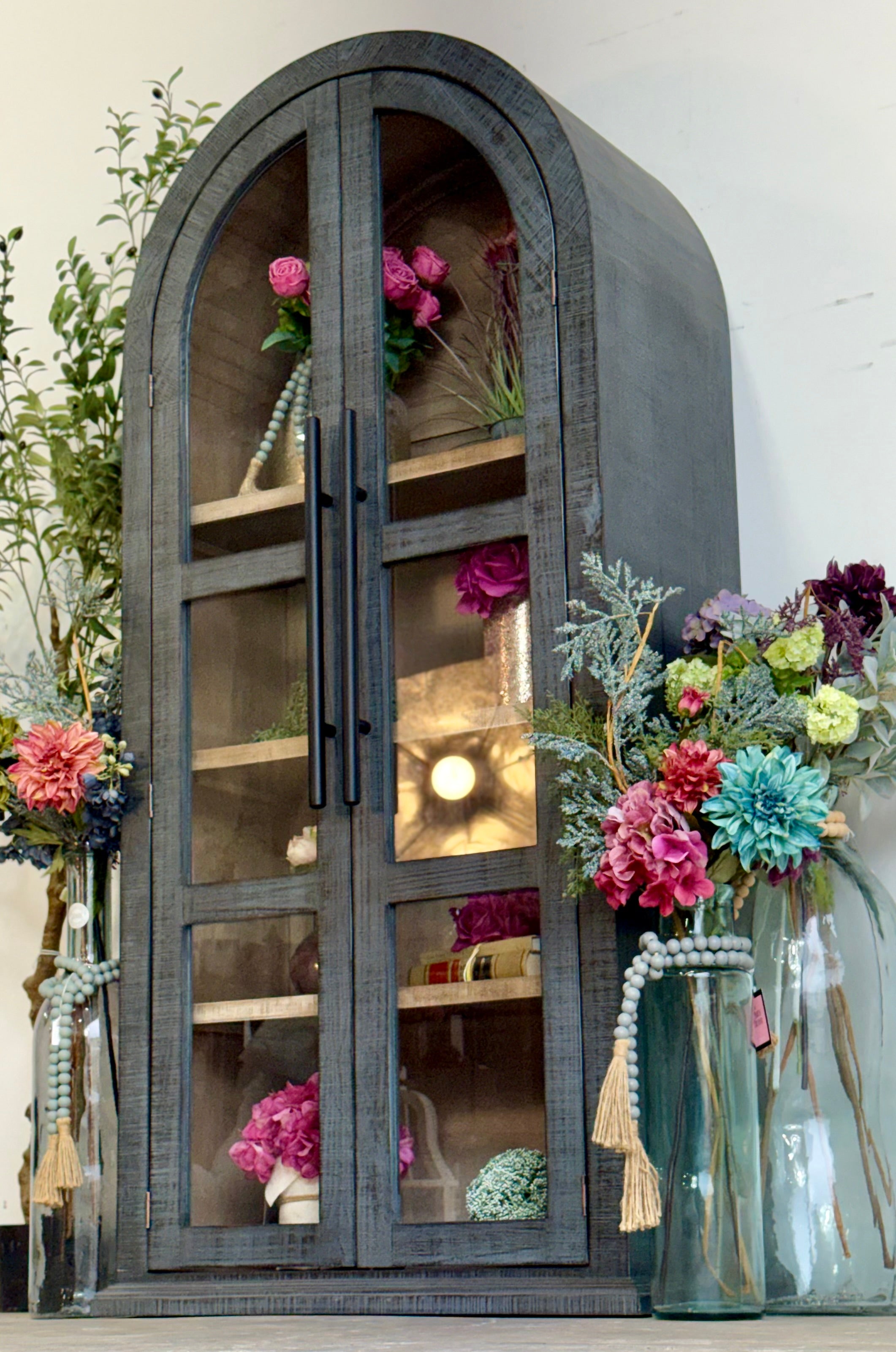 Libby Domed Vitrine- Blue Dusk/Cappuccino