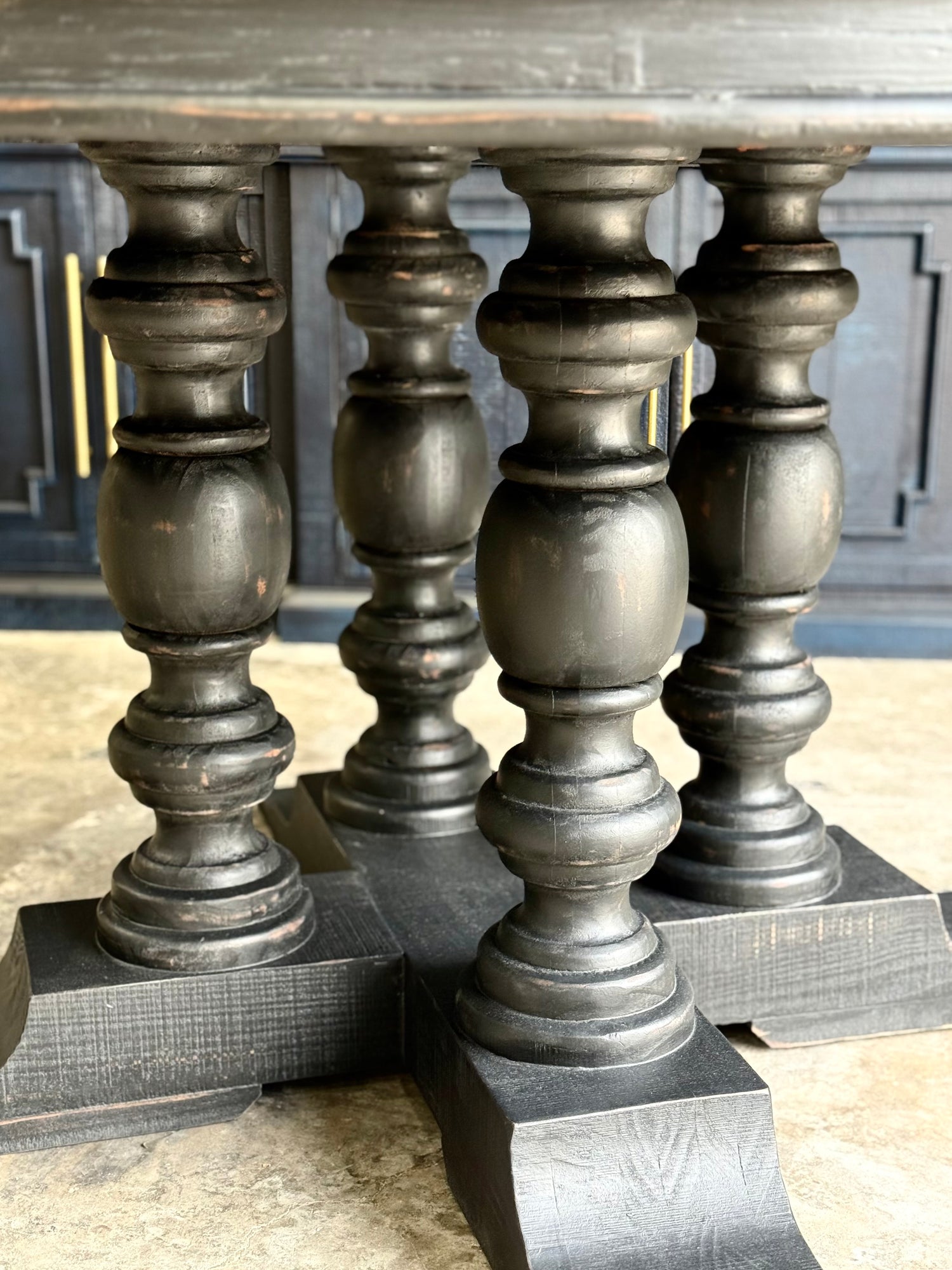 Kennedy 63" Round Dining Table-Handrubbed Black