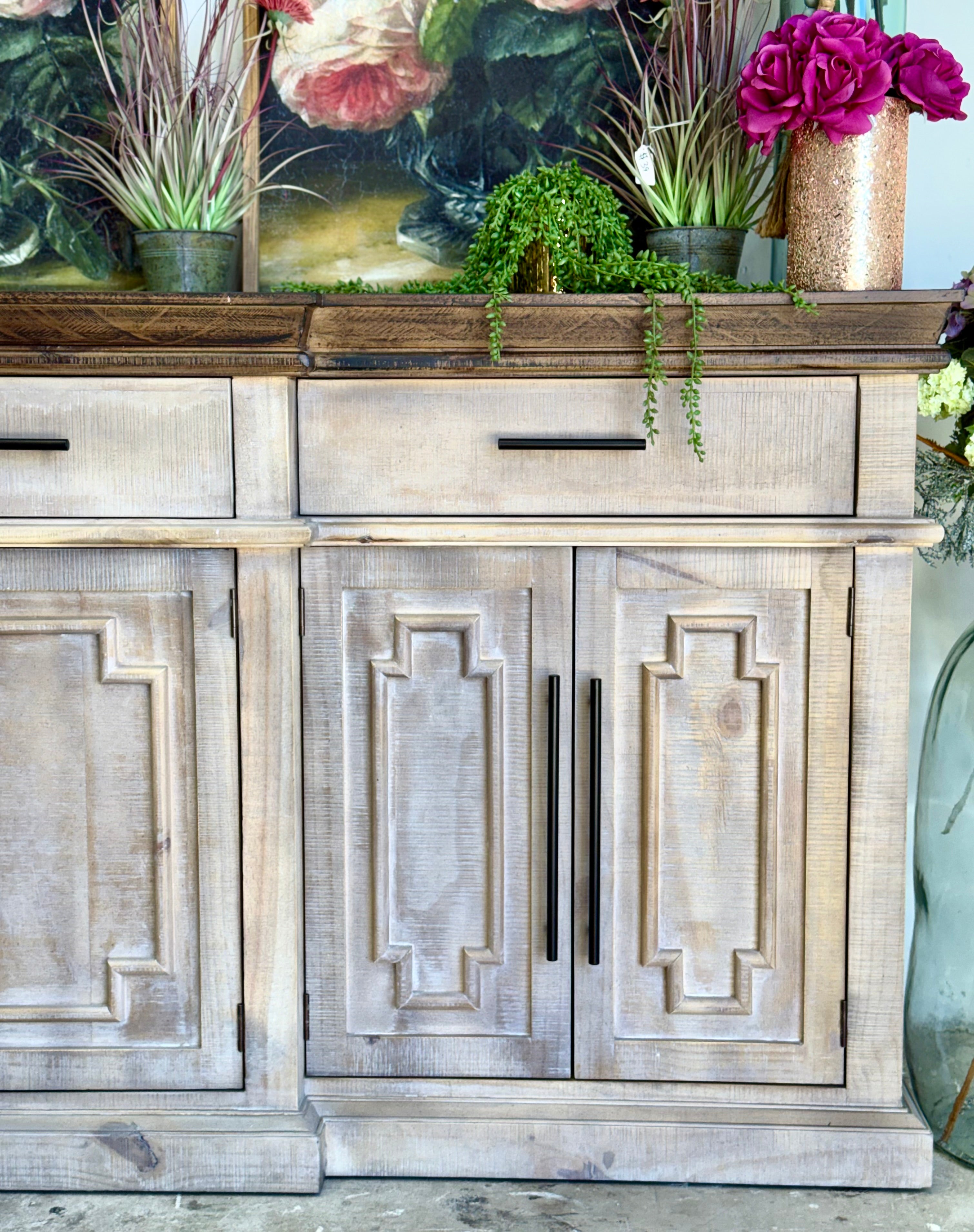 Reese 99" 6 Door Console-Soft Drift/Honeywood™