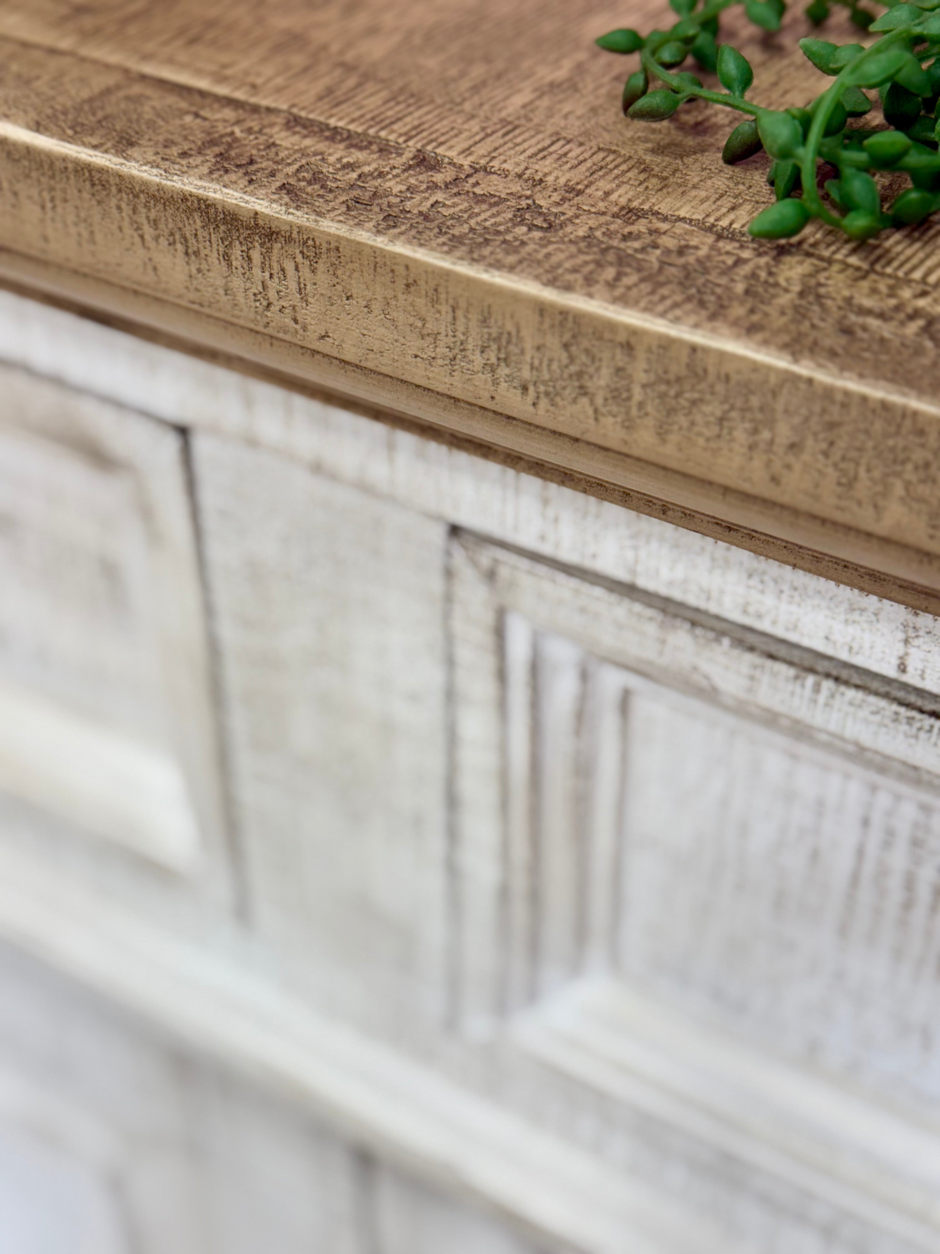 Novah 2-Door Cabinet-White Wheat/Sandstone Top