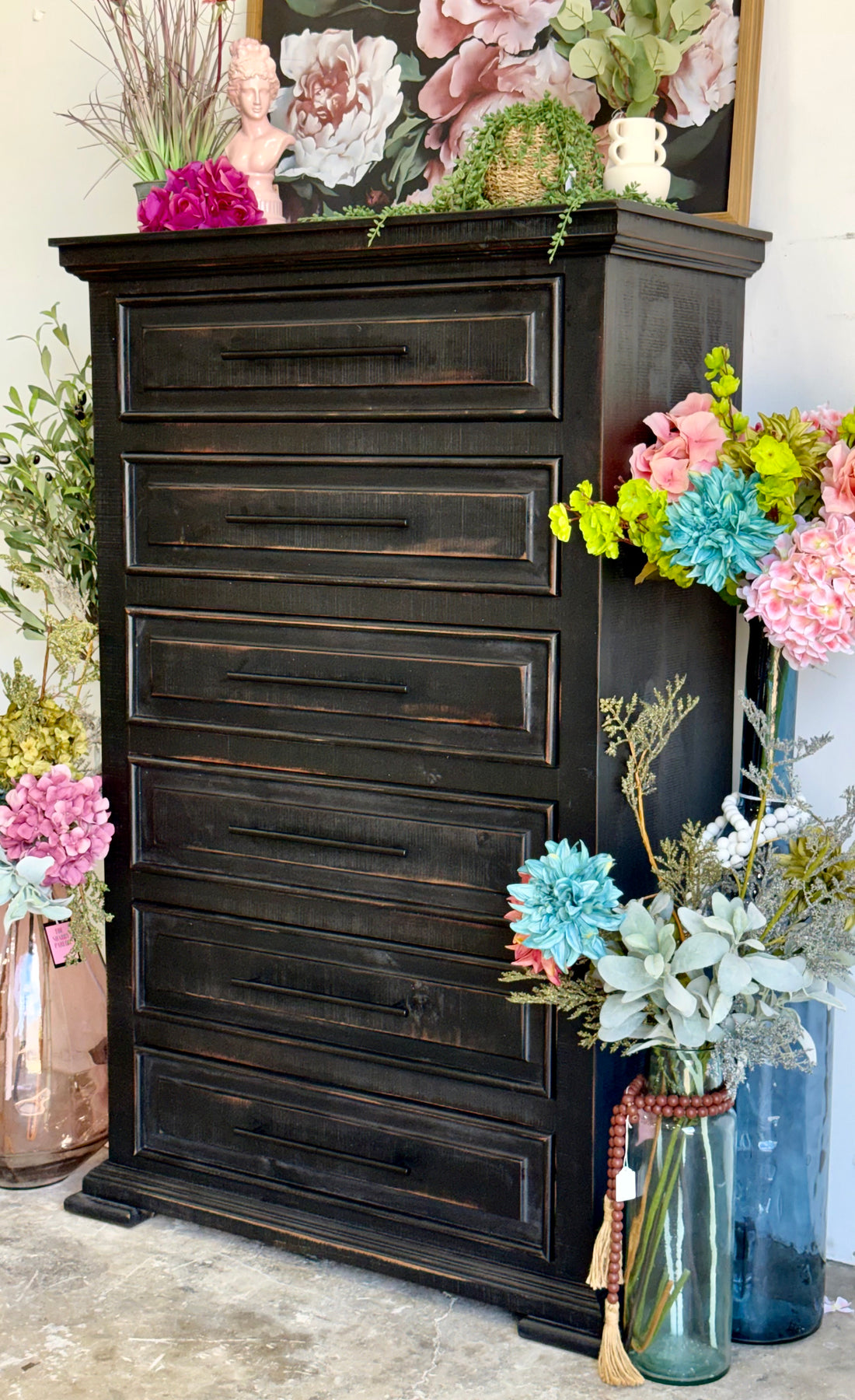 Jessica Chest of Drawers-Handrubbed Black