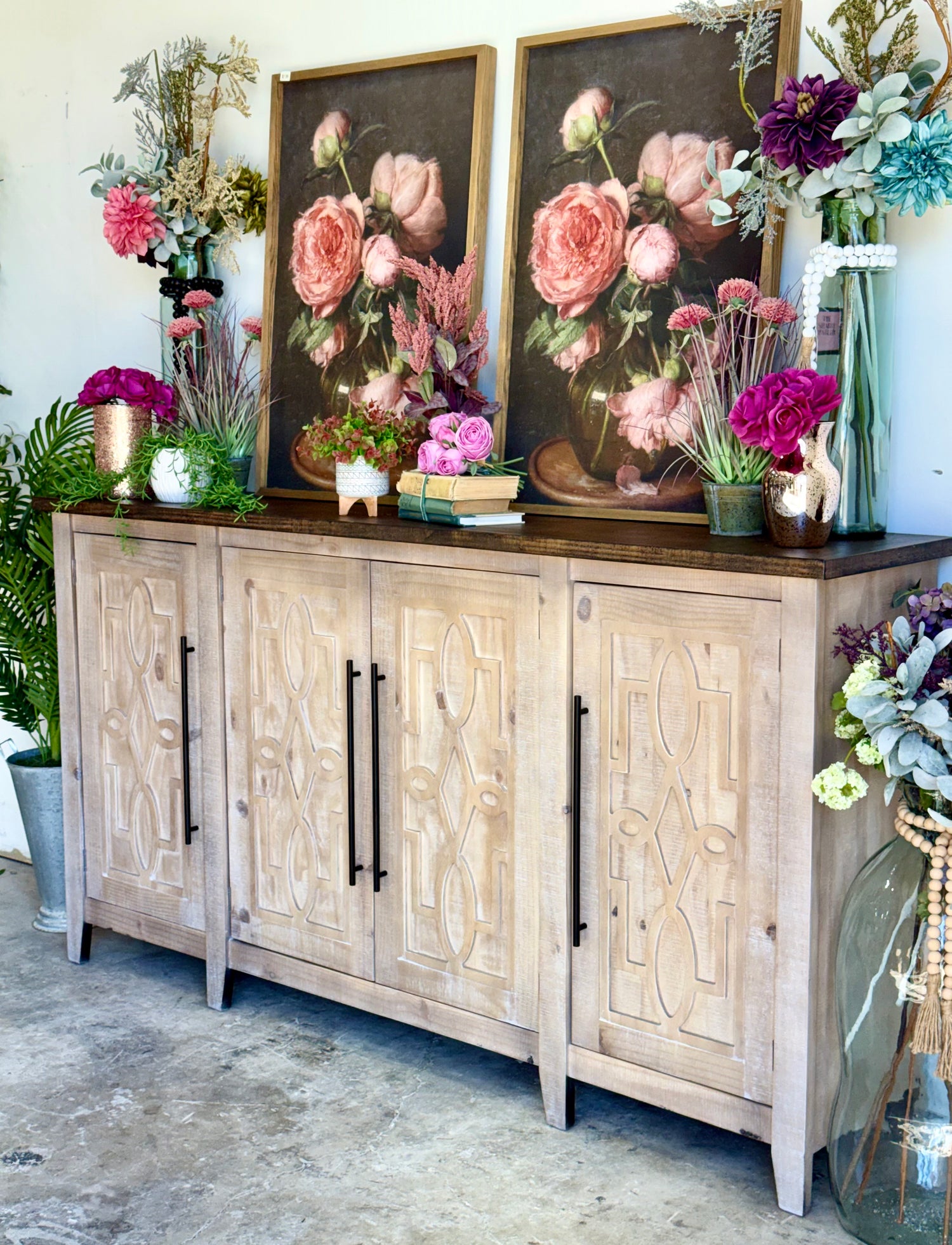 Ivy 4 Door Console-Soft Drift/Honeywood™